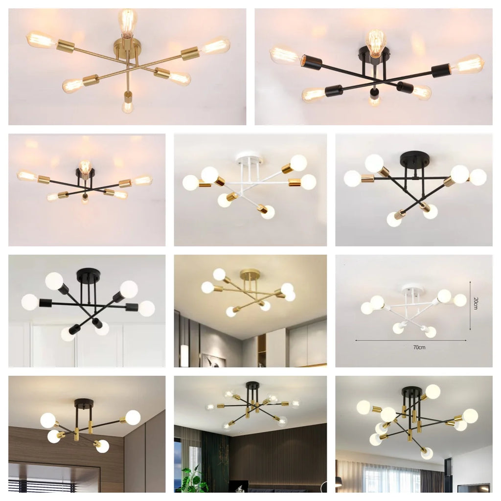 Mid-Century Brass Sputnik Chandelier for Dining & Living Rooms