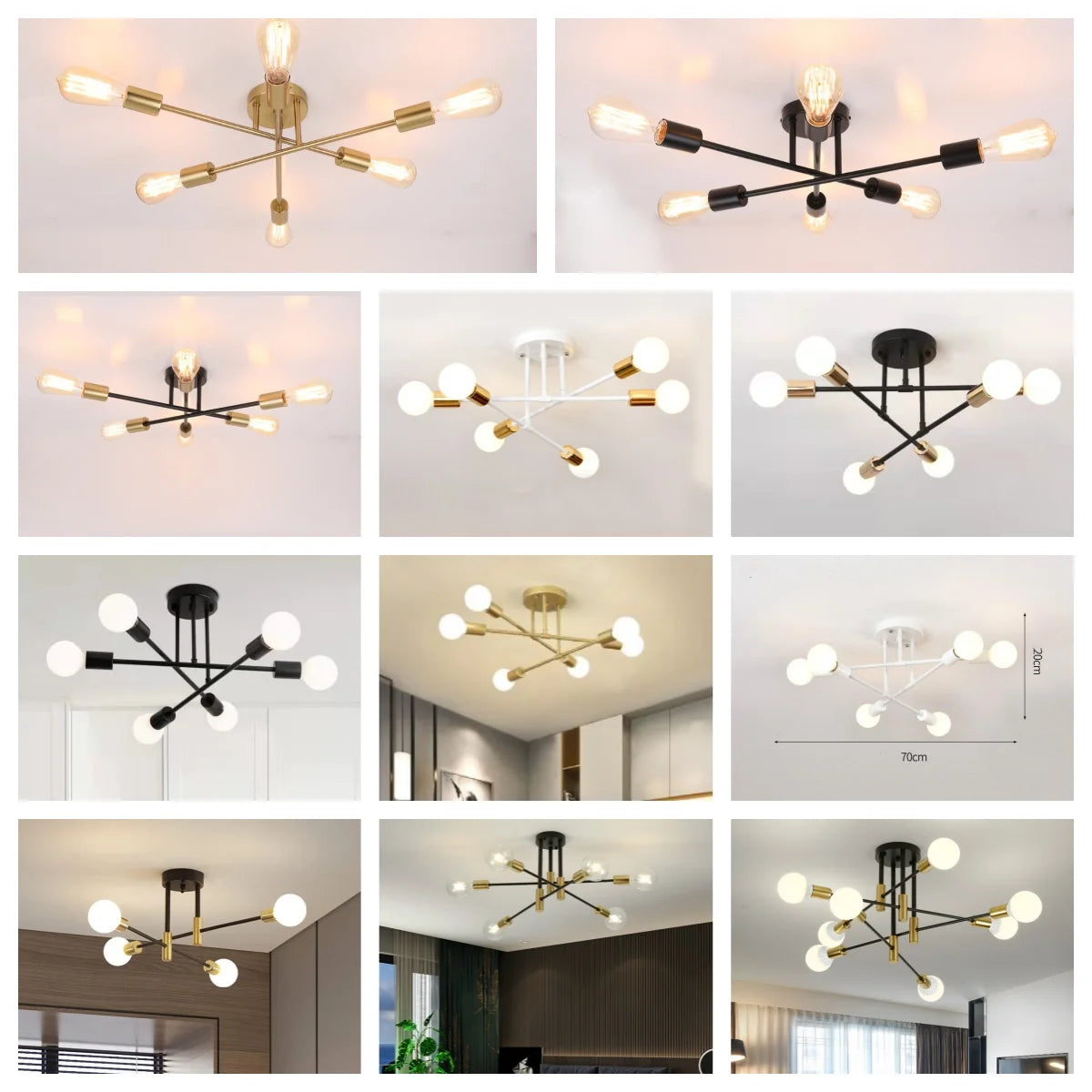 Mid-Century Brass Sputnik Chandelier for Dining & Living Rooms