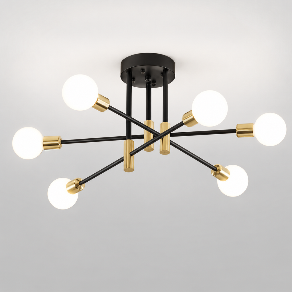 Mid-Century Brass Sputnik Chandelier for Dining & Living Rooms