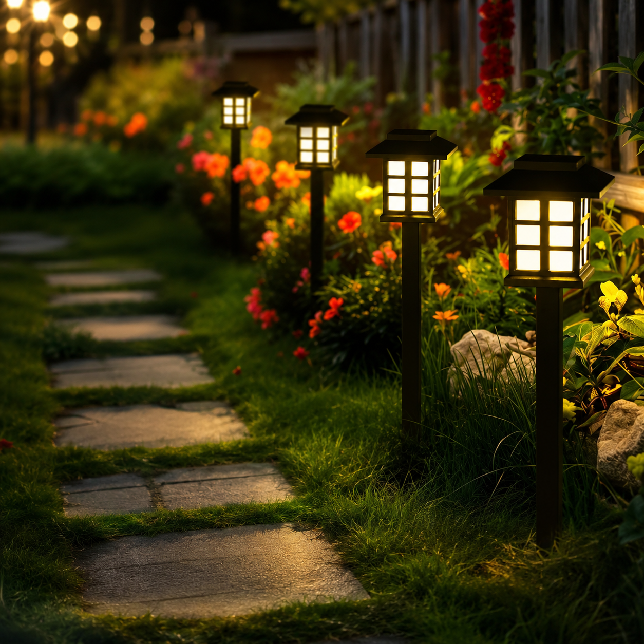 Classic Solar Lantern Pathway Lights for Gardens & Driveways