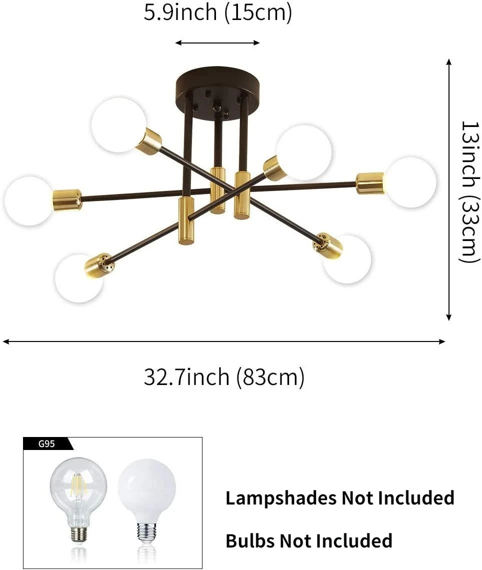 Mid-Century Brass Sputnik Chandelier for Dining & Living Rooms