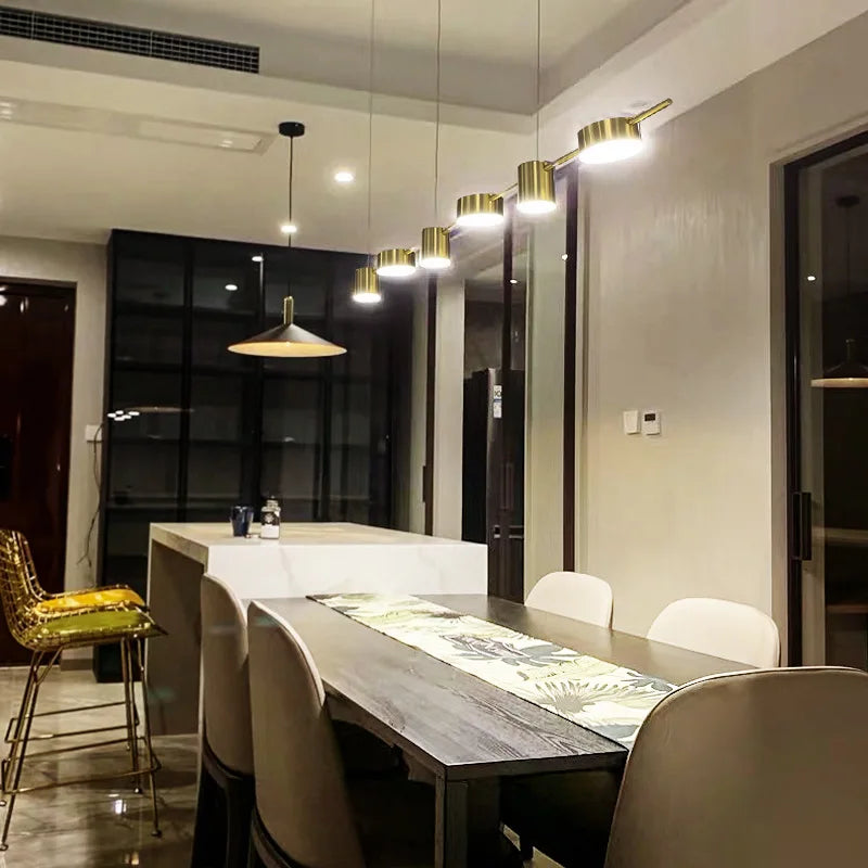 Brass Linear LED Dining Pendant Light for Kitchen Island