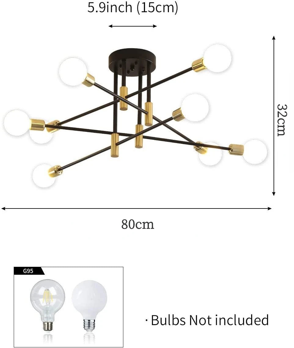 Mid-Century Brass Sputnik Chandelier for Dining & Living Rooms