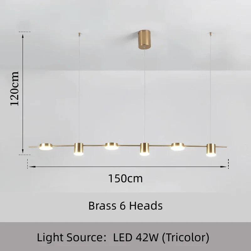 Brass Linear LED Dining Pendant Light for Kitchen Island