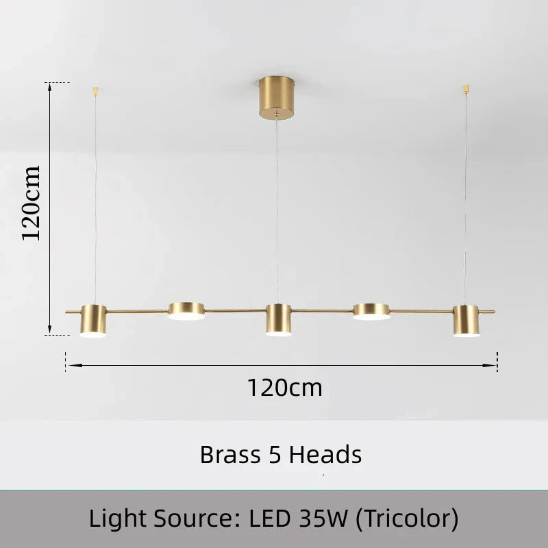 Brass Linear LED Dining Pendant Light for Kitchen Island