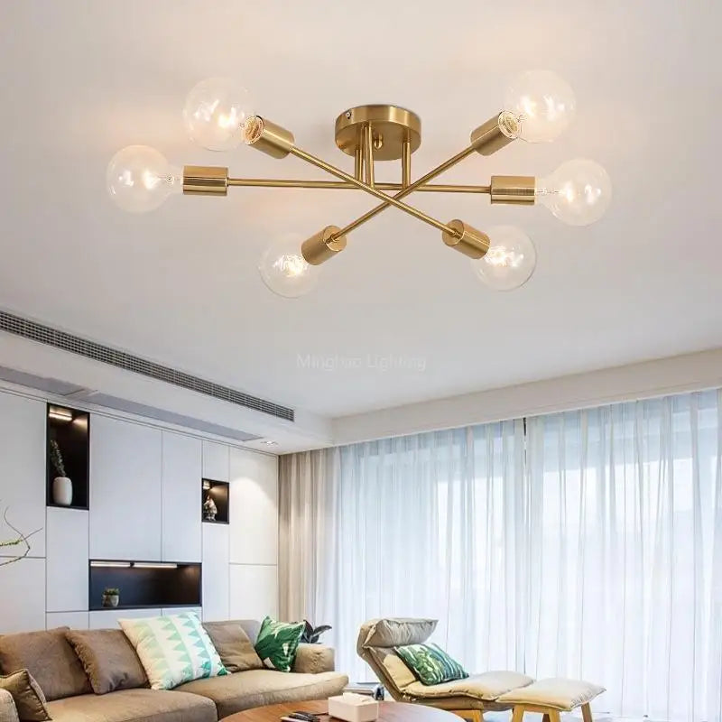 Mid-Century Brass Sputnik Chandelier for Dining & Living Rooms