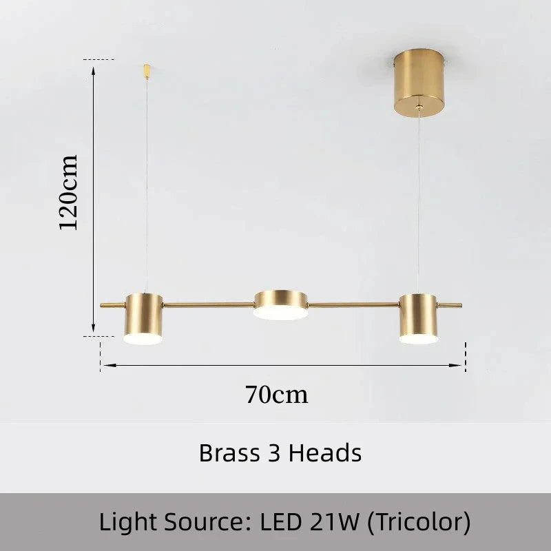 Brass Linear LED Dining Pendant Light for Kitchen Island