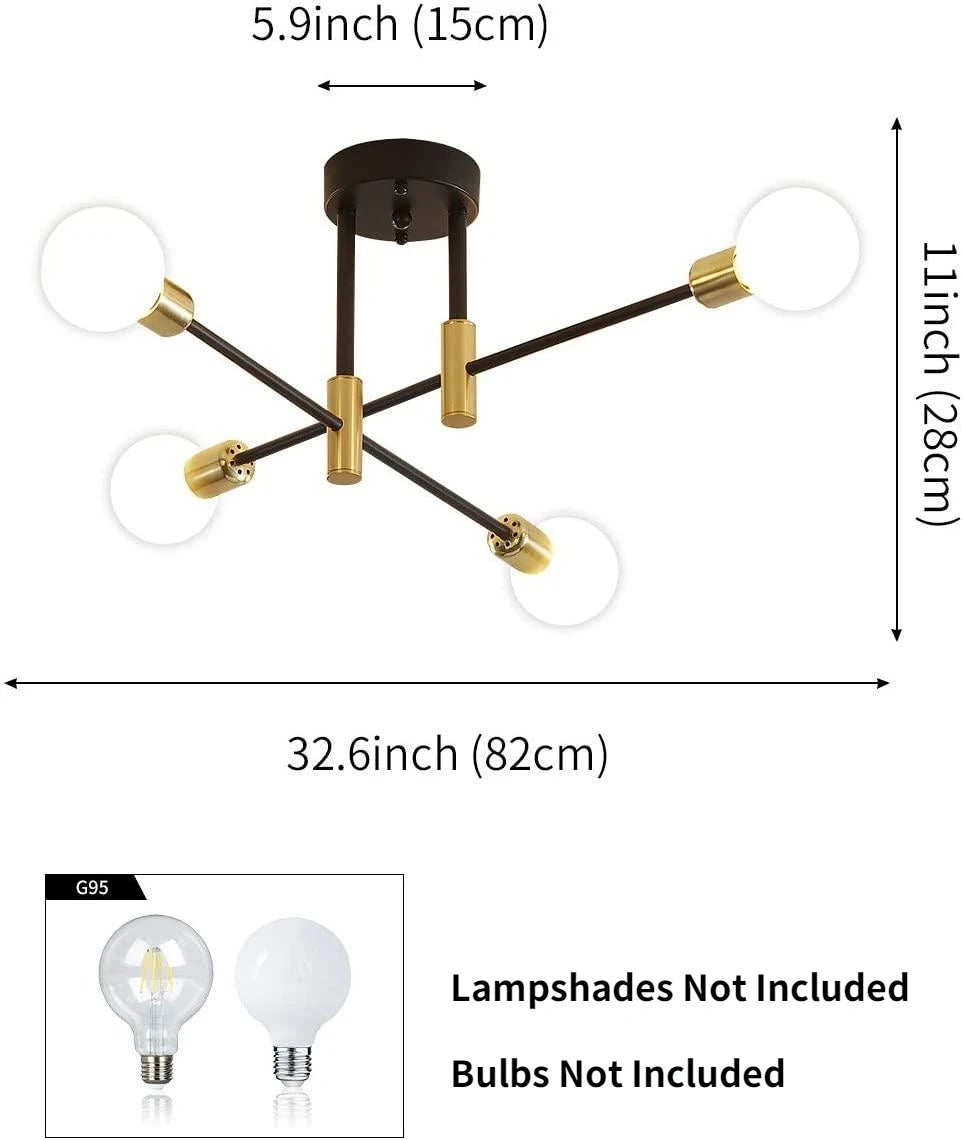 Mid-Century Brass Sputnik Chandelier for Dining & Living Rooms