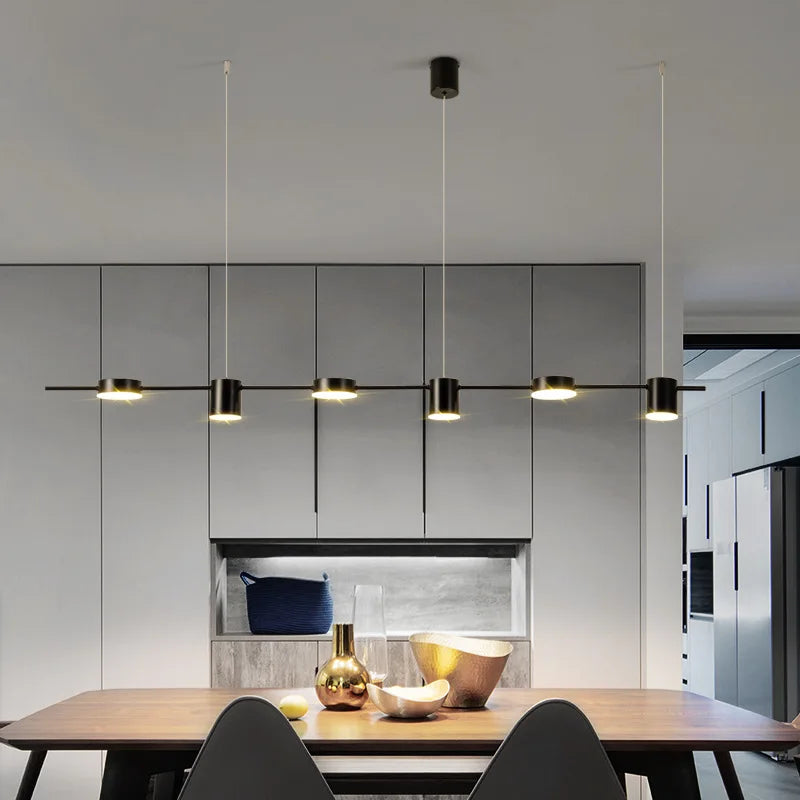 Brass Linear LED Dining Pendant Light for Kitchen Island