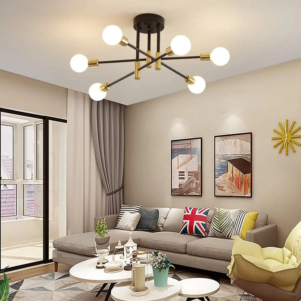Mid-Century Brass Sputnik Chandelier for Dining & Living Rooms